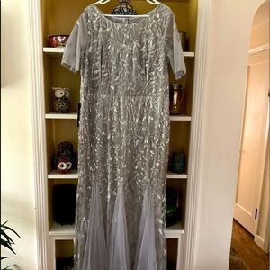 Silver Floral and Formal Dress